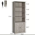 Libreria a colonna da fattoria con ante 30cm Profondità Scaffali espositori 181cm Altezza Scaffale industriale Libreria in legno con 6 ripiani per camera da letto