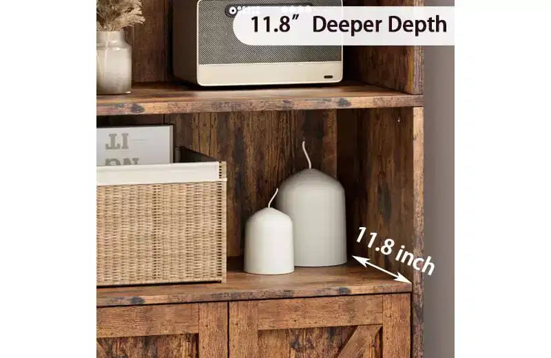 Libreria a colonna da fattoria con ante 30cm Profondità Scaffali espositori 181cm Altezza Scaffale industriale Libreria in legno con 6 ripiani per camera da letto