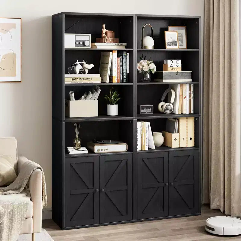 Libreria a colonna da fattoria con ante 30cm Profondità Scaffali espositori 181cm Altezza Scaffale industriale Libreria in legno con 6 ripiani per camera da letto