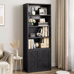 Libreria a colonna da fattoria con ante 30cm Profondità Scaffali espositori 181cm Altezza Scaffale industriale Libreria in legno con 6 ripiani per camera da letto