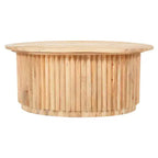 Tavolino da Caffè Rotondo Royal Hampton, Piano Ovale in Legno di Mango Lavorato Artigianalmente, Base Scanalata con Vano Nascosto, 91 cm -