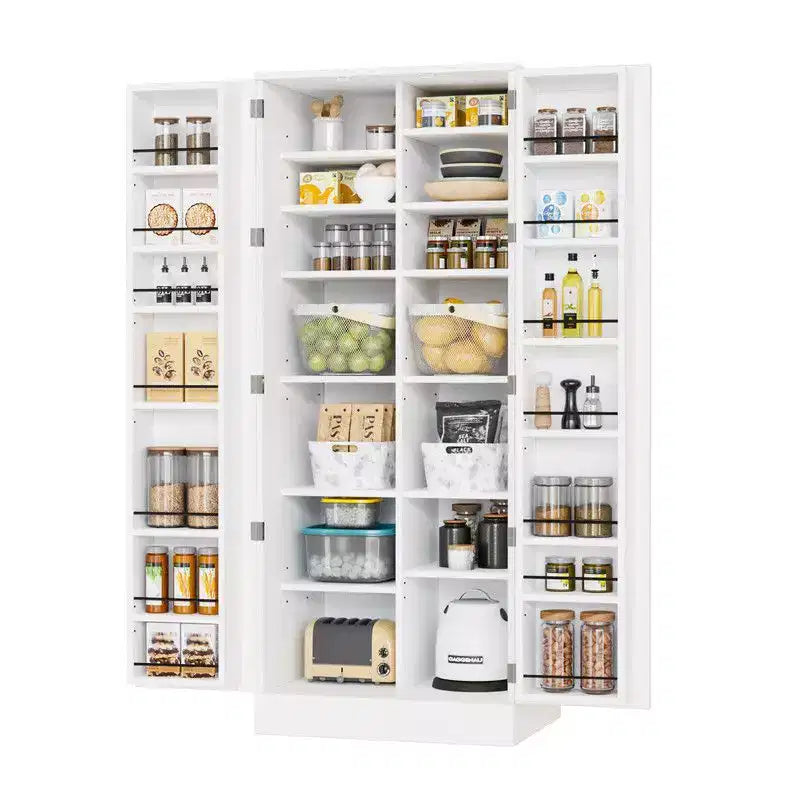 Mobile dispensa da cucina bianco alto 150 cm Karl Home con 2 ante e ripiani regolabili