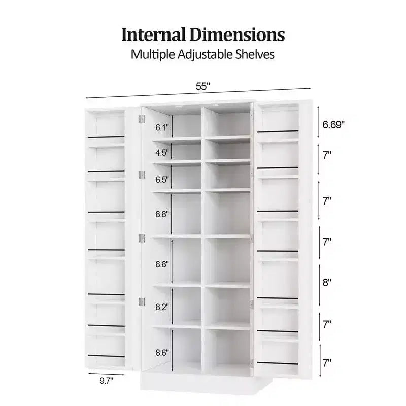 Mobile dispensa da cucina bianco alto 150 cm Karl Home con 2 ante e ripiani regolabili