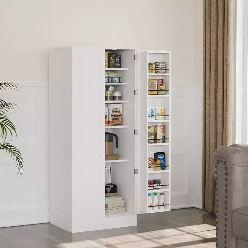 Mobile dispensa da cucina bianco alto 150 cm Karl Home con 2 ante e ripiani regolabili