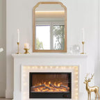 Specchio decorativo con cornice in legno massello MAYEERTY 20 x 30 ad angoli arrotondati per camera da letto, bagno, soggiorno, legno naturale