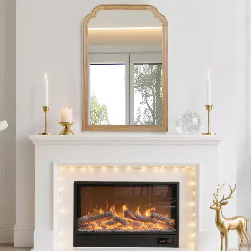 Specchio decorativo con cornice in legno massello MAYEERTY 20 x 30 ad angoli arrotondati per camera da letto, bagno, soggiorno, legno naturale
