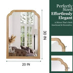 Specchio decorativo con cornice in legno massello MAYEERTY 20 x 30 ad angoli arrotondati per camera da letto, bagno, soggiorno, legno naturale