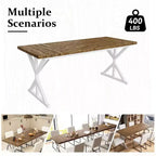 Tavolo da pranzo industriale da 180 cm per 6-8 persone, piano in legno massello con struttura in metallo, tavolo rettangolare per cucina e sala da pranzo