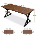 Tavolo da pranzo industriale da 180 cm per 6-8 persone, piano in legno massello con struttura in metallo, tavolo rettangolare per cucina e sala da pranzo