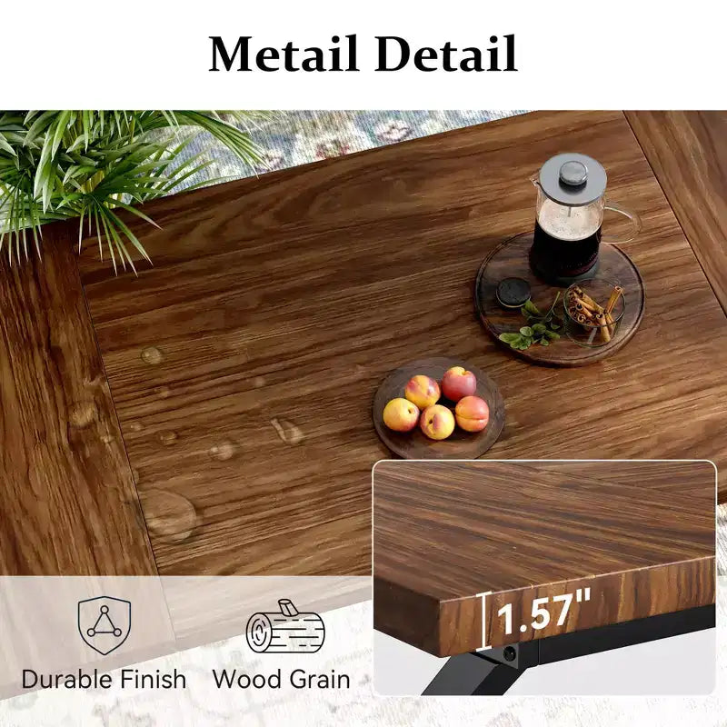 Tavolo da pranzo industriale da 180 cm per 6-8 persone, piano in legno massello con struttura in metallo, tavolo rettangolare per cucina e sala da pranzo