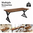 Tavolo da pranzo industriale da 180 cm per 6-8 persone, piano in legno massello con struttura in metallo, tavolo rettangolare per cucina e sala da pranzo