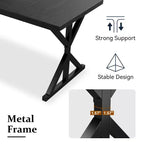 Tavolo da pranzo industriale da 180 cm per 6-8 persone, piano in legno massello con struttura in metallo, tavolo rettangolare per cucina e sala da pranzo