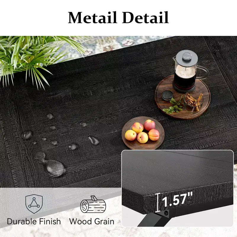 Tavolo da pranzo industriale da 180 cm per 6-8 persone, piano in legno massello con struttura in metallo, tavolo rettangolare per cucina e sala da pranzo