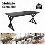 Tavolo da pranzo industriale da 180 cm per 6-8 persone, piano in legno massello con struttura in metallo, tavolo rettangolare per cucina e sala da pranzo