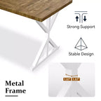 Tavolo da pranzo industriale da 180 cm per 6-8 persone, piano in legno massello con struttura in metallo, tavolo rettangolare per cucina e sala da pranzo