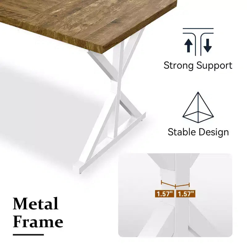 Tavolo da pranzo industriale da 180 cm per 6-8 persone, piano in legno massello con struttura in metallo, tavolo rettangolare per cucina e sala da pranzo