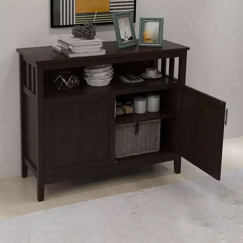 Credenza Mobile Contenitore Tavolini d'Appoggio 2 Ante e 1 Ripiano Aperto Credenza Buffet per Soggiorno Sala da Pranzo