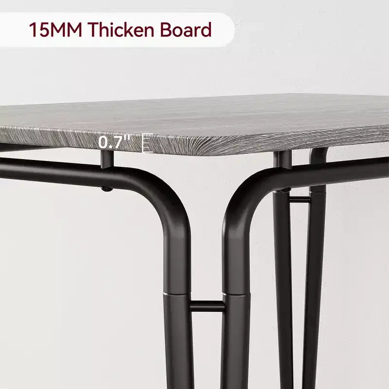 Set da Pranzo da 5 Pezzi, Set da Tavolo da Pranzo per Cucina per 4, Tavolo Quadrato, Struttura in Metallo, Pannello in MDF, Sedie Imbottite, Facile Montaggio, per la Casa