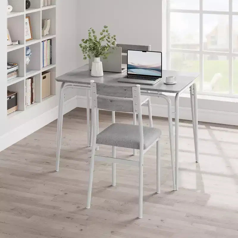 Set da Pranzo da 5 Pezzi, Set da Tavolo da Pranzo per Cucina per 4, Tavolo Quadrato, Struttura in Metallo, Pannello in MDF, Sedie Imbottite, Facile Montaggio, per la Casa