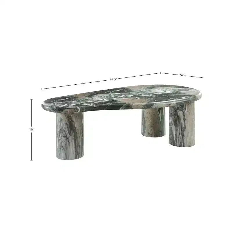 Tavolino da caffè Meridian Furniture Sassari in cemento con finitura in marmo verde