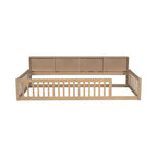 Bellemave Letto a terra Twin XL con armadietti e porte di ricarica USB, struttura in legno massello con recinzione semi-chiusa, facile da montare, marrone