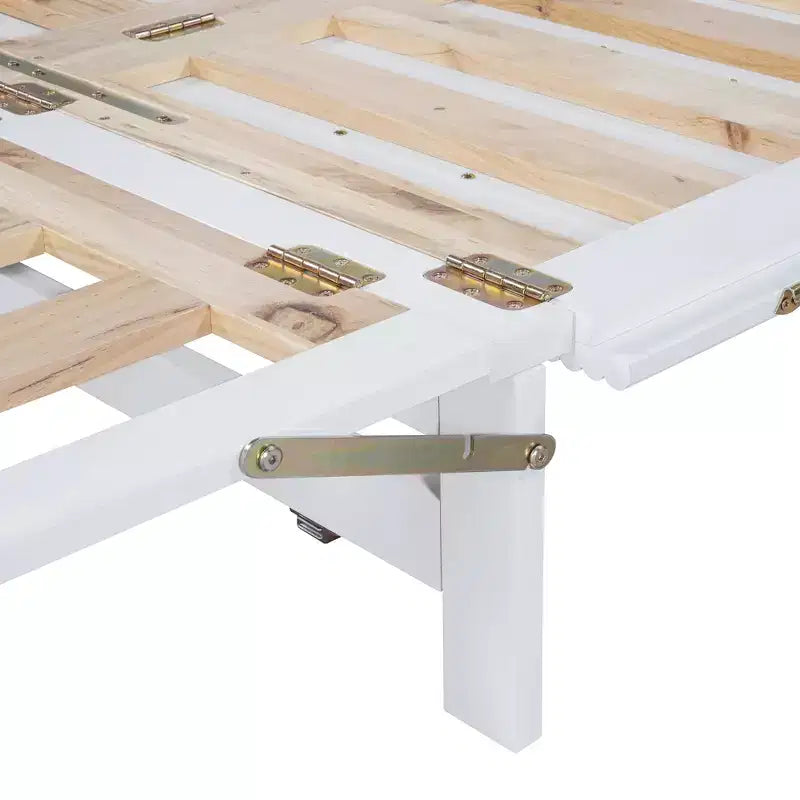 Letto a scomparsa Queen Murphy Bed con gamba dorata, letto a scomparsa formato Queen Size con ante in vetro smerigliato e cassetti finti