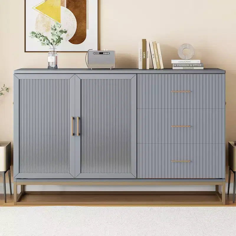 Letto a scomparsa Queen Murphy Bed con gamba dorata, letto a scomparsa formato Queen Size con ante in vetro smerigliato e cassetti finti