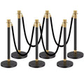 VEVOR Stanchions and Velvet Ropes, 6 Pcs Crowd Control Barriers with 4 Black Velvet Ropes, Stainless Steel Stanchion Post Queue, Black