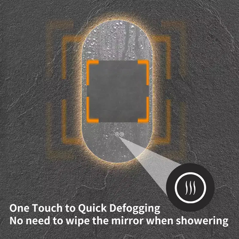 GDFStudio Sable 48 Specchio da Bagno Ovale Moderno Anti-Appannamento con LED e Modalità di Illuminazione Regolabili