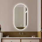 GDFStudio Sable 48 Specchio da Bagno Ovale Moderno Anti-Appannamento con LED e Modalità di Illuminazione Regolabili