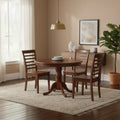 Antique Kitchen Dining Set - 5 Piece Table & Chair Set, 36 Inch Round, Mahogany Finish