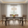 Set da pranzo 5 pezzi rettangolare in legno massello con finitura mogano e sedute imbottite - Posti 4