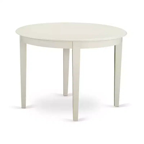 HomeStock 3-Pc Linen White Finish Round Solid Wood Top Dining Table Set - Seats 2