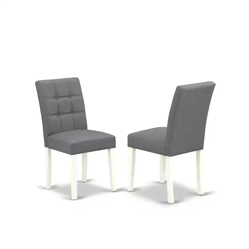 Set da pranzo da 3 pezzi con tavolo rotondo in legno massello finitura bianco lino - 2 posti
