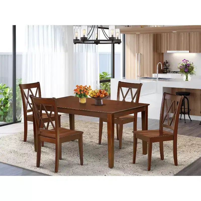 Set da pranzo rettangolare - Set da 5 pezzi tavolo e sedie - Tavolo da cucina rustico stile fattoria