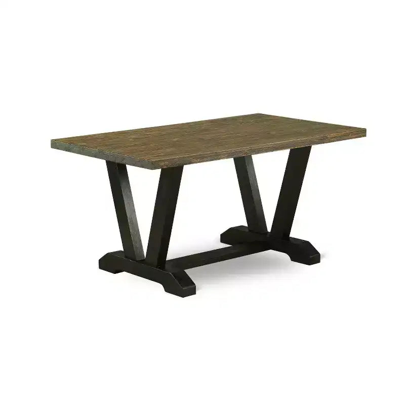 Tavolo da pranzo con piano in legno massello finitura anticata Jacobean e 4 sedie, 5 pezzi