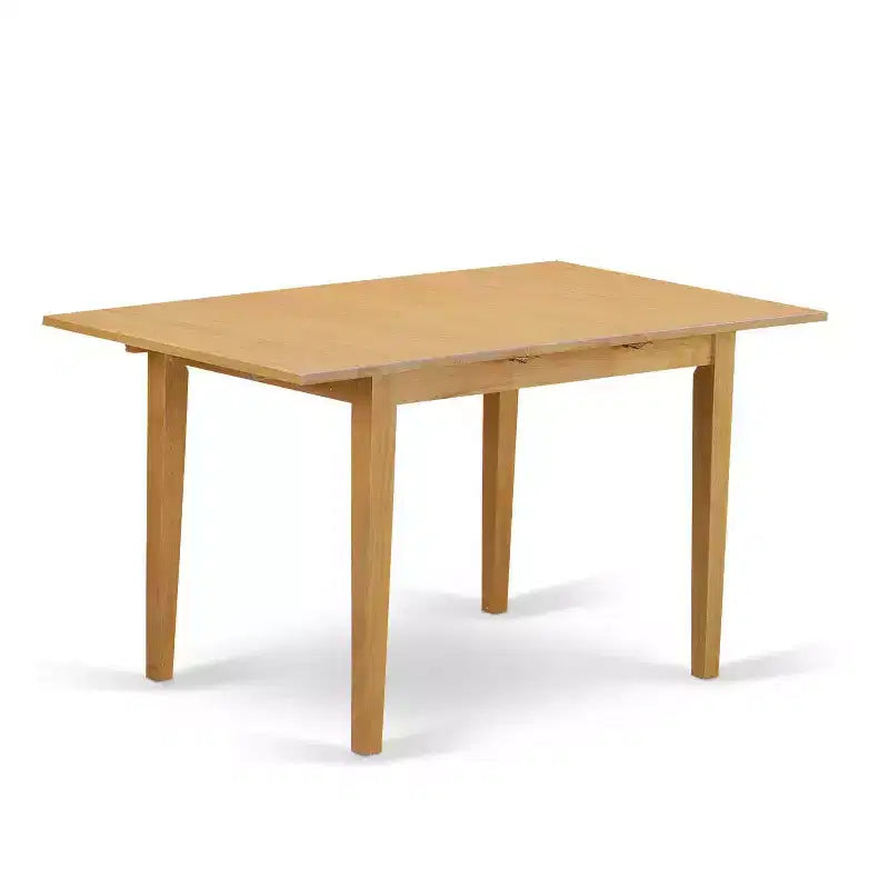 Tavolo da pranzo rettangolare a 5 pezzi con piano in legno massello con finitura in rovere naturale e 4 sedie