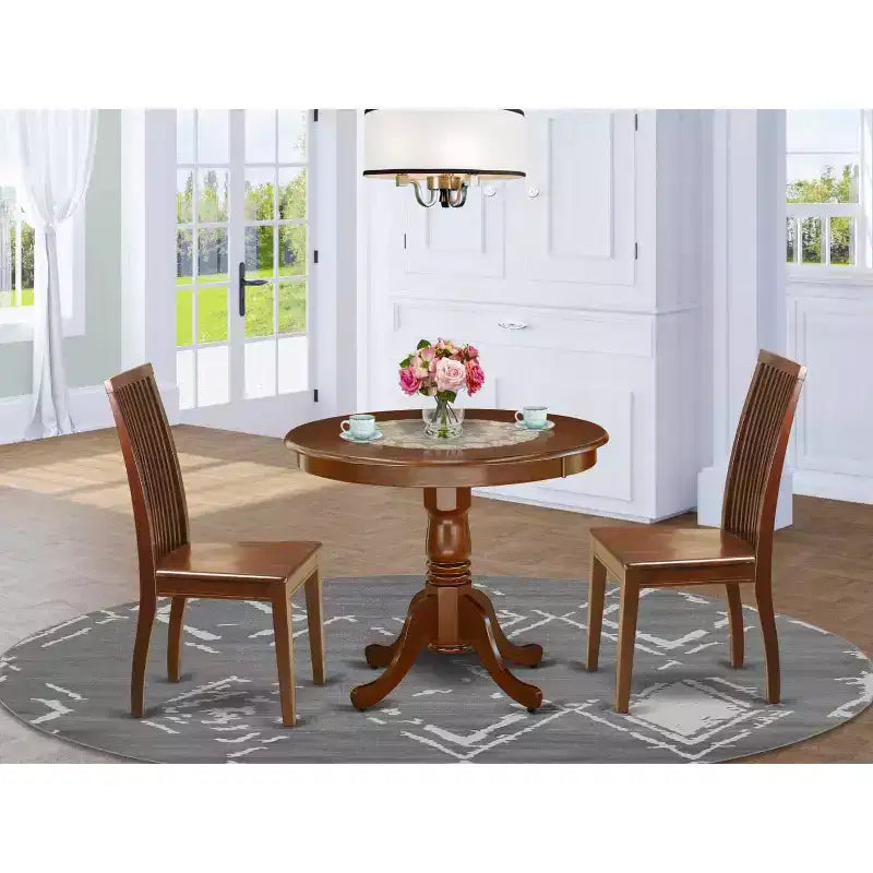 Set da pranzo Mountain Lodge con tavolo da 91 cm e 2 sedie in legno - Mobili rustici da cucina in stile farmhouse