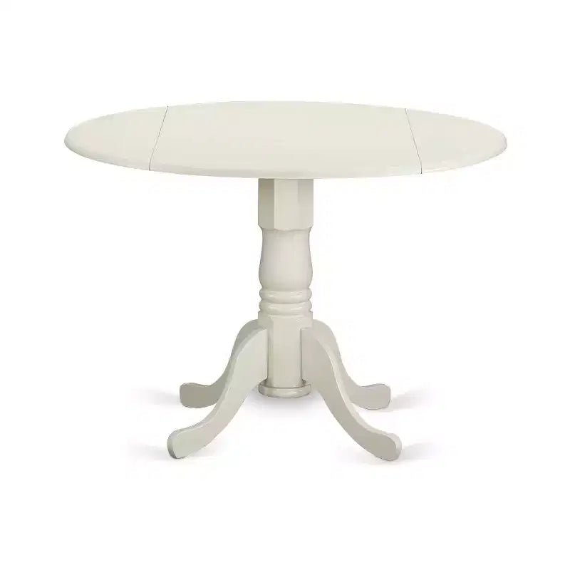 Set da pranzo rotondo con tavolo a ribalta e 2 sedie da pranzo in lino - Finitura bianca