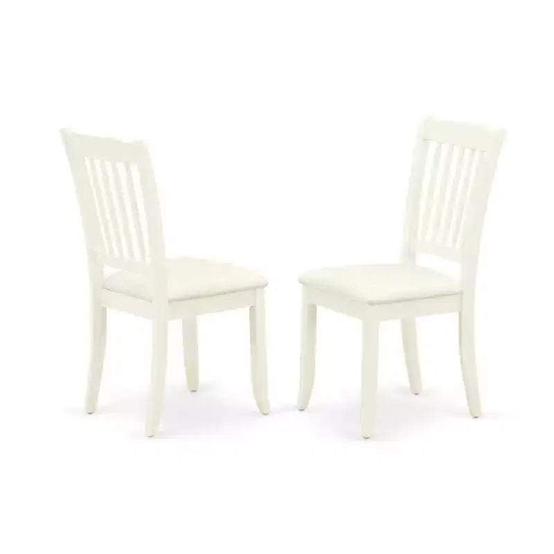 Set da pranzo rotondo con tavolo a ribalta e 2 sedie da pranzo in lino - Finitura bianca