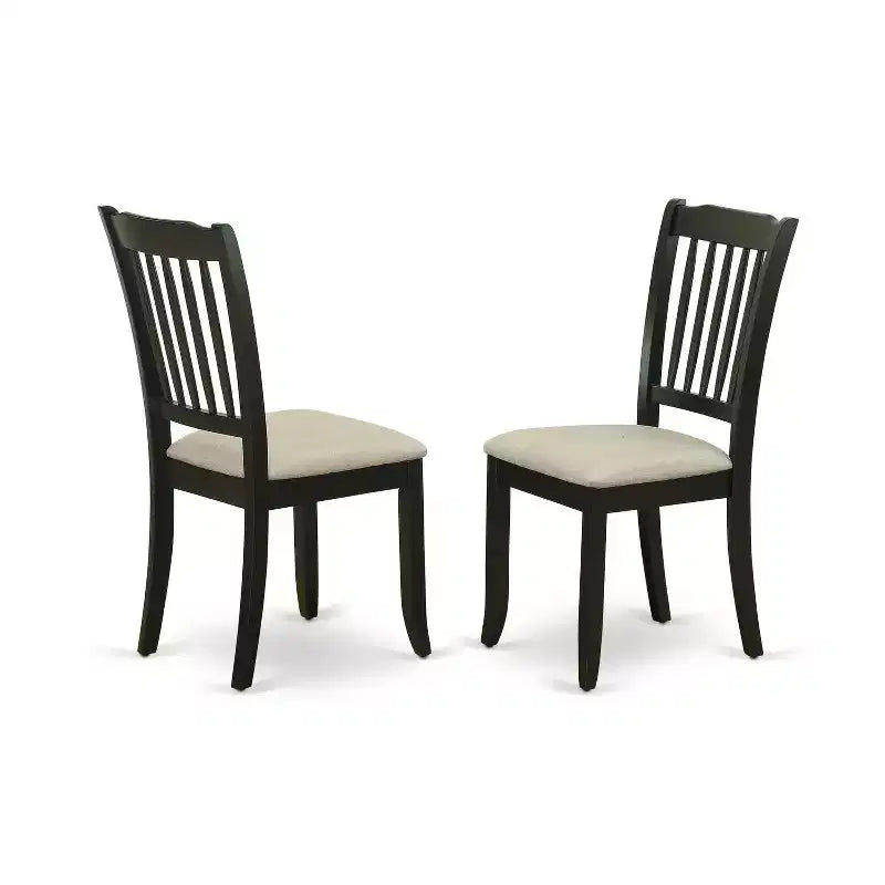 Set Sala da Pranzo Rettangolare 5 Pezzi con Piano in Legno Massello Finitura Nera - 4 Posti a Sedere