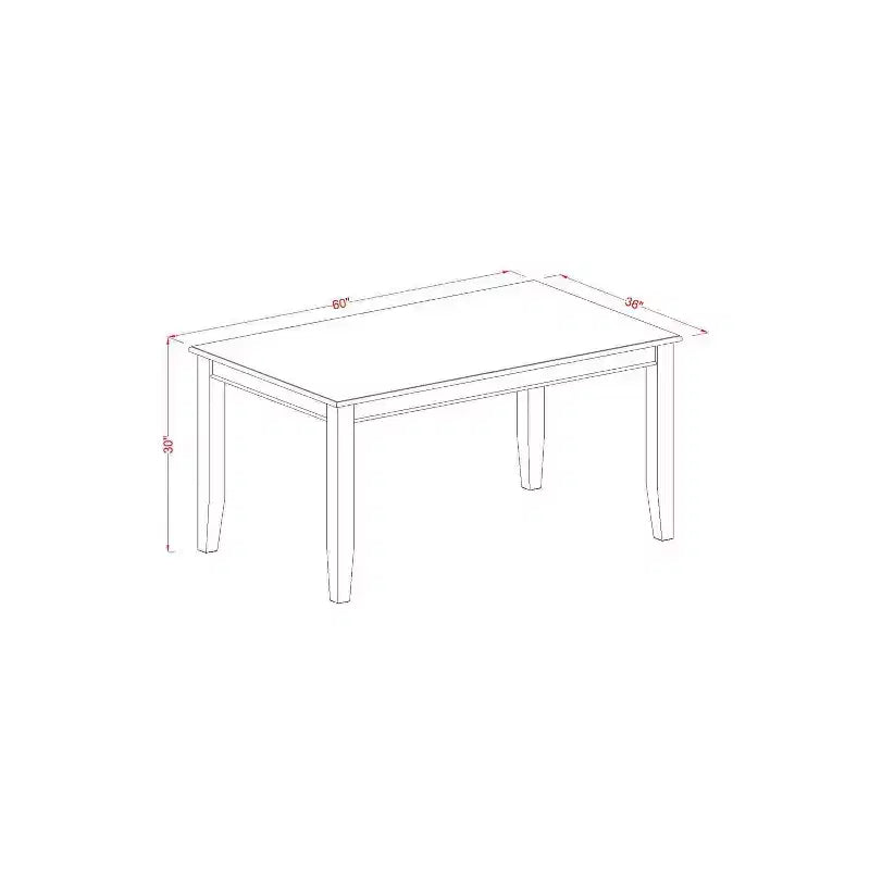 Set Sala da Pranzo Rettangolare 5 Pezzi con Piano in Legno Massello Finitura Nera - 4 Posti a Sedere