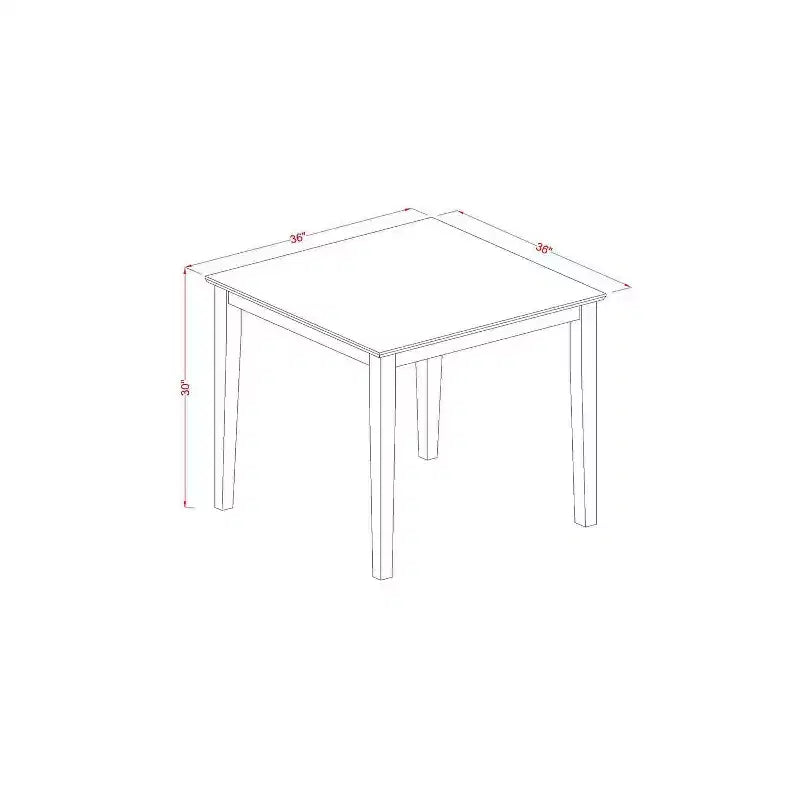Set da pranzo imbottito da 4 posti, 5 pezzi in legno massello con finitura mogano - piano quadrato