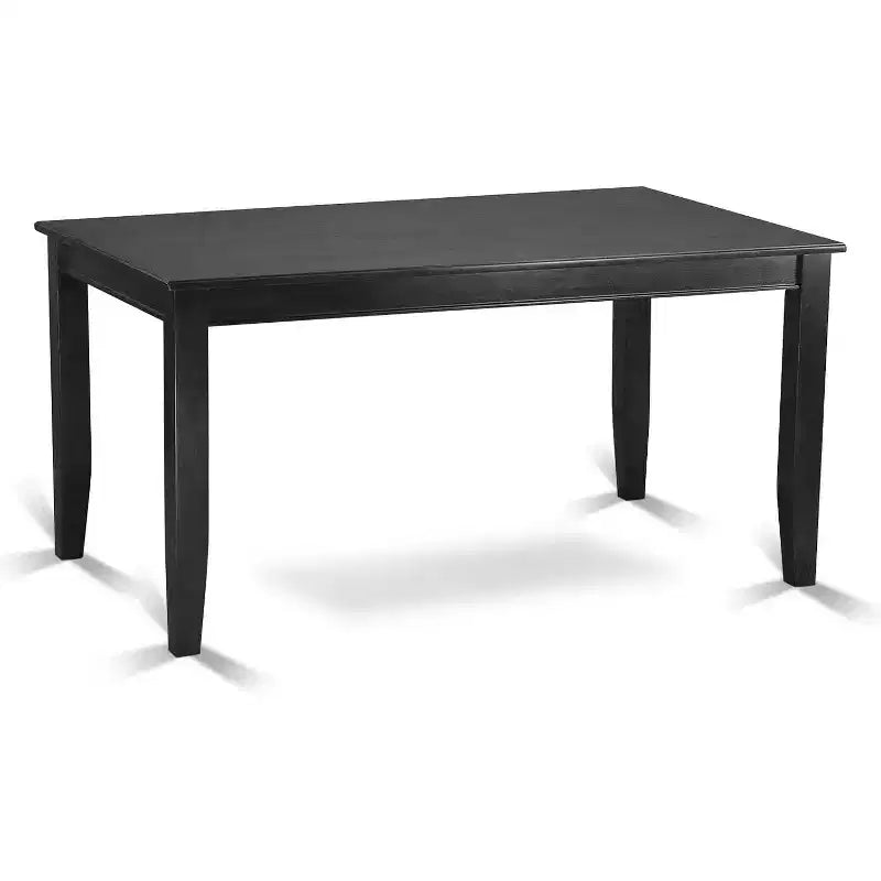Tavolo da pranzo rettangolare a 5 pezzi con piano in legno massello finitura nera e 4 sedie