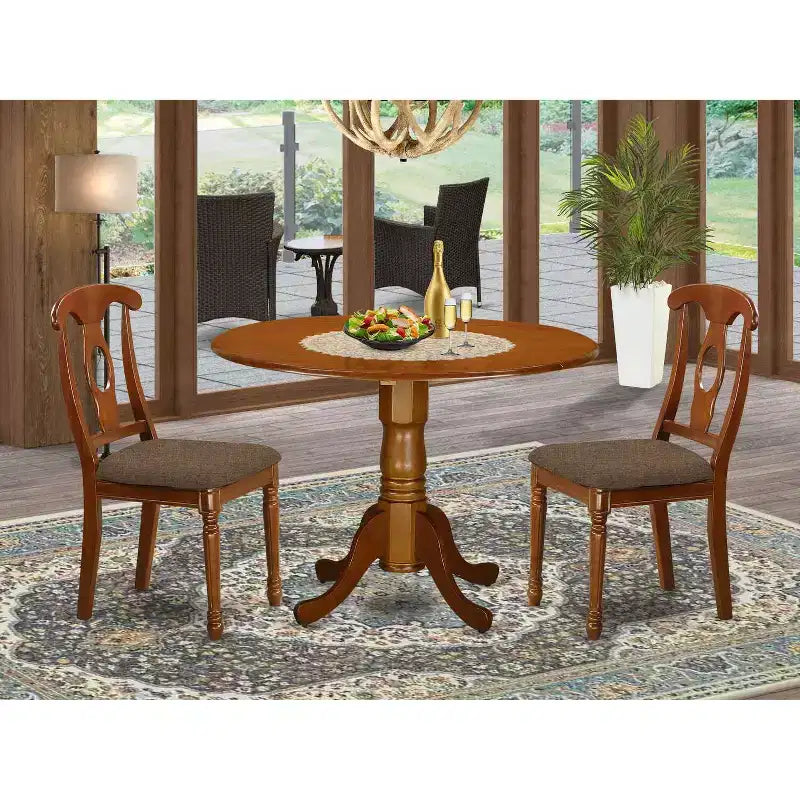 Set da pranzo 5 pezzi con piano in legno massello finitura marrone sella - Posti a sedere per 4 persone