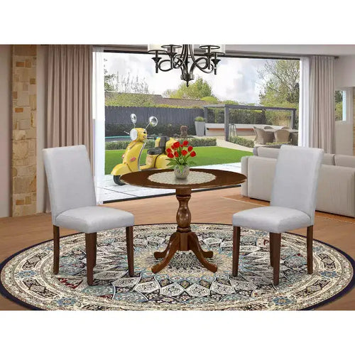 Set Sala da Pranzo 3 Pezzi in Legno Massello Finitura Acacia Noce - (4 Posti)