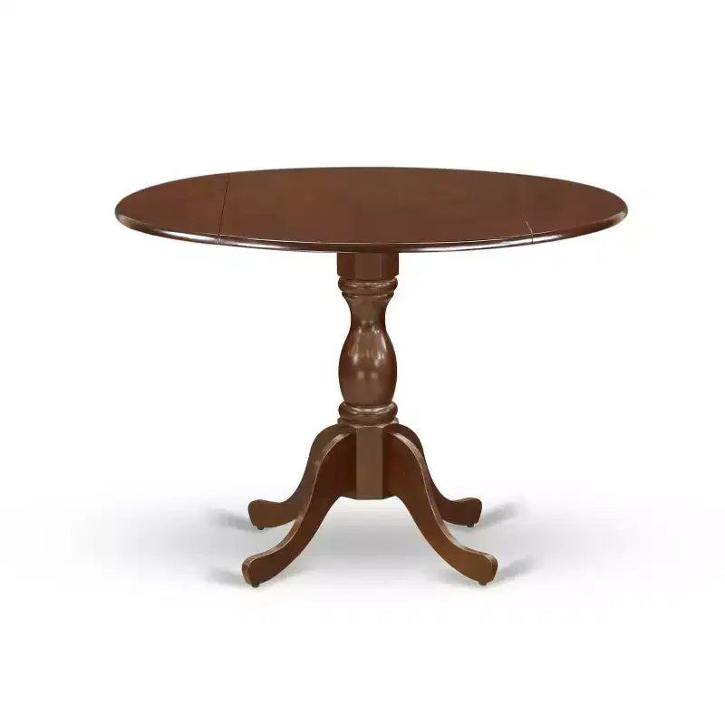 Tavolo da pranzo a 5 pezzi con ripiano in legno massello finitura mogano e 4 sedie