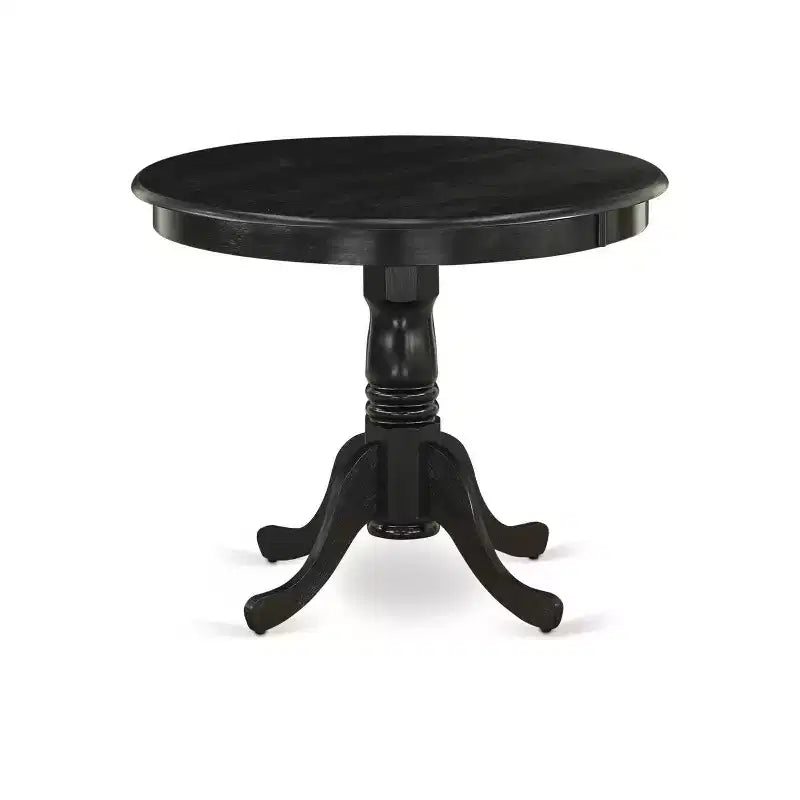 Set sala da pranzo in legno massello nero spazzolato con piano in 3 pezzi - 4 posti a sedere