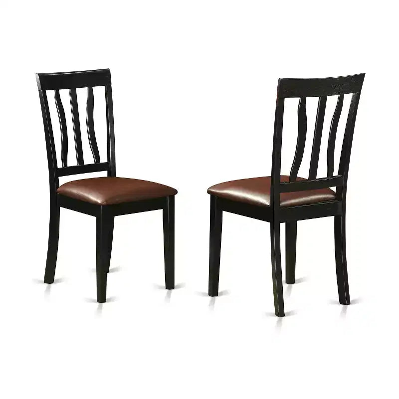 Set 3 pezzi con piano in legno massello finitura nera - Set da pranzo - 4 posti a sedere