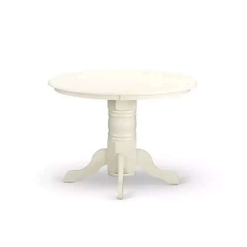 3-Piece Linen white Solid Wood Top - Round Upholstered Dining Room Set - Seats 4